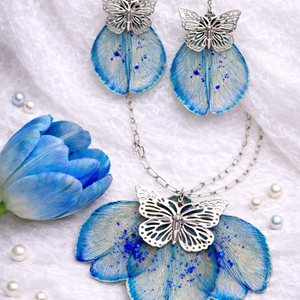 Cercei handmade din lalele naturale 01847 - bijuterii - seturi de bijuterii - Artynos.ro