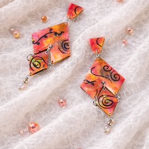 Cercei pictati manual 01853 - bijuterii - cercei - cercei din rășină - Artynos.ro