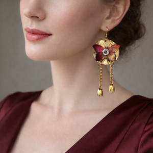 Cercei flururi pictati manual 01853, Bijuterii, Cercei, Cercei cu figurine, Confectionarea bijuteriilor, Pictura, ARTYNOS