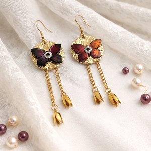 Cercei flururi pictati manual 01853 - bijuterii - cercei - cercei cu figurine - Artynos.ro