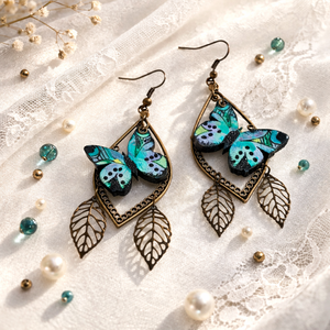 Cercei flururi pictati manual 01854 - bijuterii - cercei - cercei cu figurine - Artynos.ro