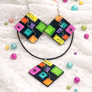 Set bijuterii pictate manual 01862 - bijuterii - seturi de bijuterii - Artynos.ro