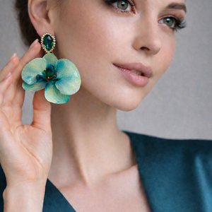 Cercei cu orhidee naturala 01863 - Artynos.ro