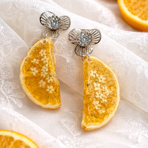 Cercei cu felii de portocale 01864  - bijuterii - cercei - cercei din rășină - Artynos.ro