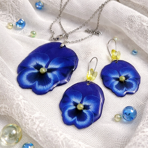 Set bijuterii cu Panselute 01882 - bijuterii - seturi de bijuterii - Artynos.ro