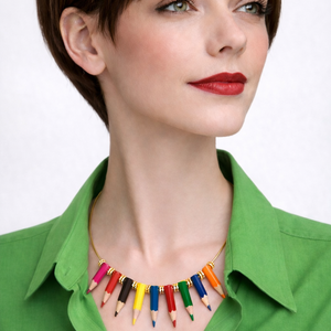 Colier creioane colorate 01295, Bijuterii, Coliere, Coliere cu pandative, Confectionarea bijuteriilor, ARTYNOS