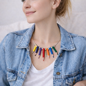 Colier creioane colorate 01296 - bijuterii - coliere - chockere - Artynos.ro