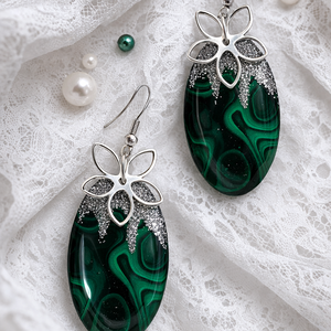 Cercei pictati manual 01887 - bijuterii - cercei - cercei din rășină - Artynos.ro