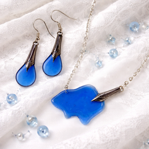 Set bijuterii lucrat manual cu penițe reale colier și cercei 01892 - bijuterii - seturi de bijuterii - Artynos.ro