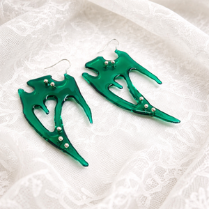 Cercei statement -Liquid Emerald - din Rășină epoxidica 01899 - bijuterii - cercei - cercei din rășină - Artynos.ro