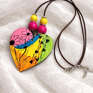 Colier cu pandantiv pictat manual,cadou pentru  iubita,mama,fiica ,prietena,educatoare 01941 - Artynos.ro