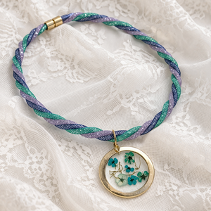 Colier tubular cu pandantiv - trandafir natural 01963 - Artynos.ro