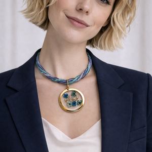 Colier tubular cu pandantiv - trandafir natural 01963 - bijuterii - coliere - coliere cu pandative - Artynos.ro