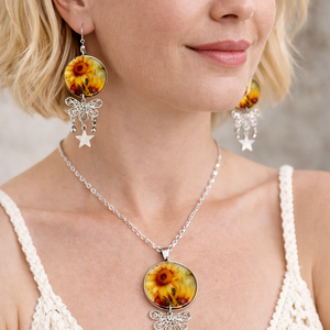 Set handmade floarea-soarelui 01984 - bijuterii - seturi de bijuterii - Artynos.ro