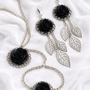 Set bijuterii handmade cu Trandafiri din rasina 01986 - Artynos.ro