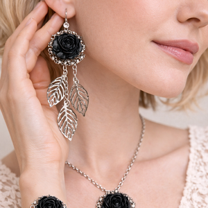 Set bijuterii handmade cu Trandafiri din rasina 01986 - bijuterii - seturi de bijuterii - Artynos.ro