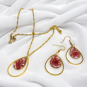 Set bijuterii din rasina si flori naturale 01988 - Artynos.ro