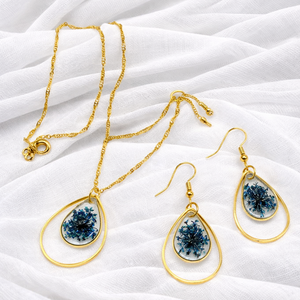 Set bijuterii din rasina si flori naturale 01989 - Artynos.ro