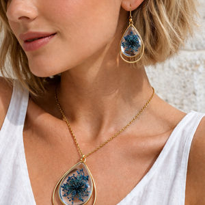 Set bijuterii din rasina si flori naturale 01989 - bijuterii - seturi de bijuterii - Artynos.ro