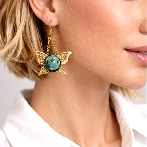 Set bijuterii din rasina si flori naturale 01991 - bijuterii - cercei - cercei din rășină - Artynos.ro