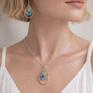 Set bijuterii din rasina si flori naturale 01994 - bijuterii - seturi de bijuterii - Artynos.ro