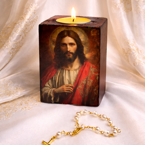 Set handmde unicat -icoana cu lumanare 01995 - casă & stil de viață - accesorii religioase - icoane cu sfinți - Artynos.ro