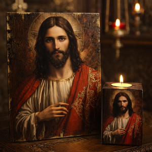 Set handmde unicat -icoana cu lumanare 01995 - Artynos.ro