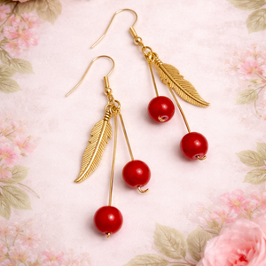 Cercei cirese cu margele de portelan 01997 - bijuterii - cercei - cercei din mărgele - Artynos.ro