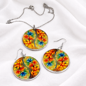 Set bijuterii motiv floral 02004 - Artynos.ro