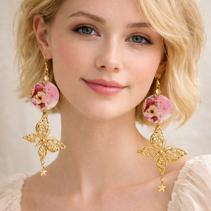 Cercei din rasina si flori naturale 02018 - bijuterii - cercei - cercei din rășină - Artynos.ro