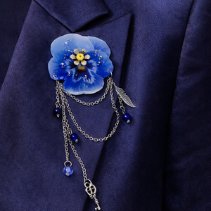 Pandantiv-Broșă ,Panseluță din rășină 02024 - bijuterii - coliere - coliere cu pandative - Artynos.ro