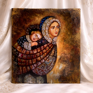 Set handmde unicat -icoana cu suport lumanare 02029 - casă & stil de viață - accesorii religioase - icoane cu sfinți - Artynos.ro