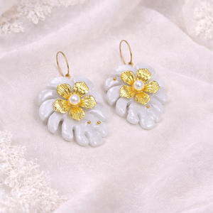 Set bijuterii handmade  alb -auriu 02038 - bijuterii - seturi de bijuterii - Artynos.ro