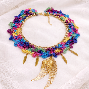 Set bijuterii Rainbow Wings - croșetat manual 20242 - bijuterii - seturi de bijuterii - Artynos.ro