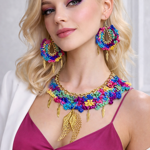 Set bijuterii Rainbow Wings - croșetat manual 20242 - bijuterii - seturi de bijuterii - Artynos.ro