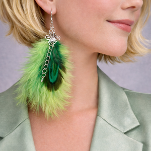 Cercei handmade din pene naturale   - bijuterii - cercei - cercei lungi - Artynos.ro