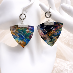 Cercei pictati manual 02050 - bijuterii - cercei - cercei din rășină - Artynos.ro