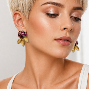 Cercei cu trandafiri 02061 - bijuterii - cercei - cercei din rășină - Artynos.ro