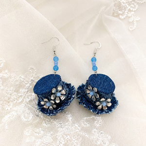 Cercei palariuta din denim-blugi 02062 - Artynos.ro