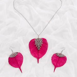Set bijuterii cu frunze Magnolie 02164 - bijuterii - seturi de bijuterii - Artynos.ro