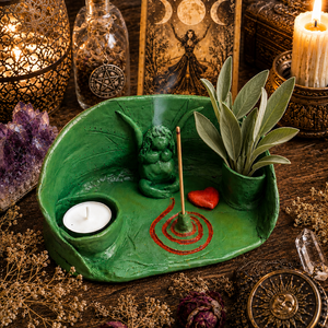 Suport purificare energii 02199, Casa & Stil de viata, Decoratiuni de casa, Decor spiritual, Tamaie si suport tamaie, Lucrare cu argila, Pictura, Suport handmade unicat editie limitata,pentru purificarea energiilor -colt de relaxare ,meditatie s..., ARTYNOS