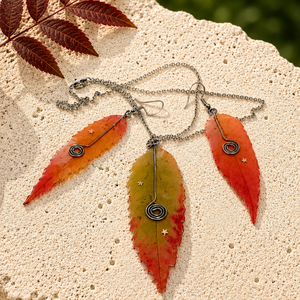 Set bijuterii frunze 02271 - bijuterii - seturi de bijuterii - Artynos.ro