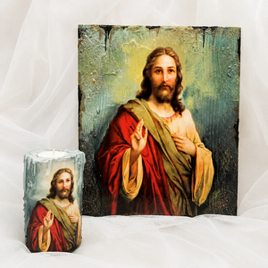 Set icoana-suport lumanare 02361 - casă & stil de viață - accesorii religioase - binecuvântarea casei - Artynos.ro