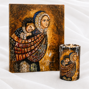 Set icoana cu suport lumanare 02029 - casă & stil de viață - accesorii religioase - icoane cu sfinți - Artynos.ro