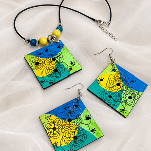 Set handmade unicat din lemn- pictat manual 00892 - bijuterii - seturi de bijuterii - Artynos.ro