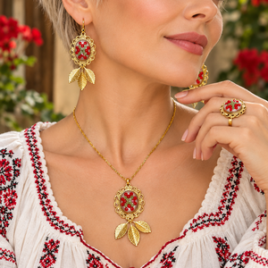 Set bijuterii motiv traditional popular 02216 - Artynos.ro