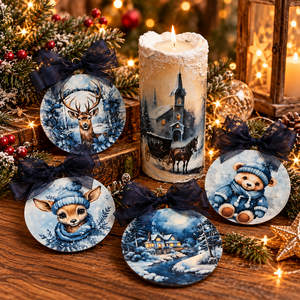 Cadou Craciun 02617, Craciun, Decoratiuni de Advent, Decor de lumanari Advent, Decoupage, transfer si tehnici servetel, Turnare in gips, ARTYNOS