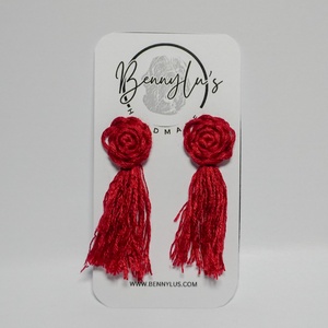 Cercei Tassel Macrame Handmade - Crimson, Bijuterii, Cercei, Cercei cu franjuri, Altele, Confecționarea bijuteriilor, ARTYNOS