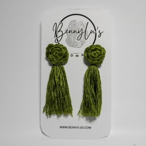 Cercei Tassel Macrame Handmade - Green, Bijuterii, Cercei, Cercei cu franjuri, Altele, Confecționarea bijuteriilor, ARTYNOS