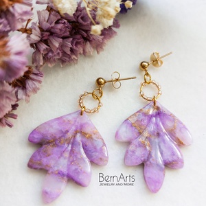 Cercei Lavanda Eleganti Handmade  - bijuterii - cercei - cercei din rășină - Artynos.ro